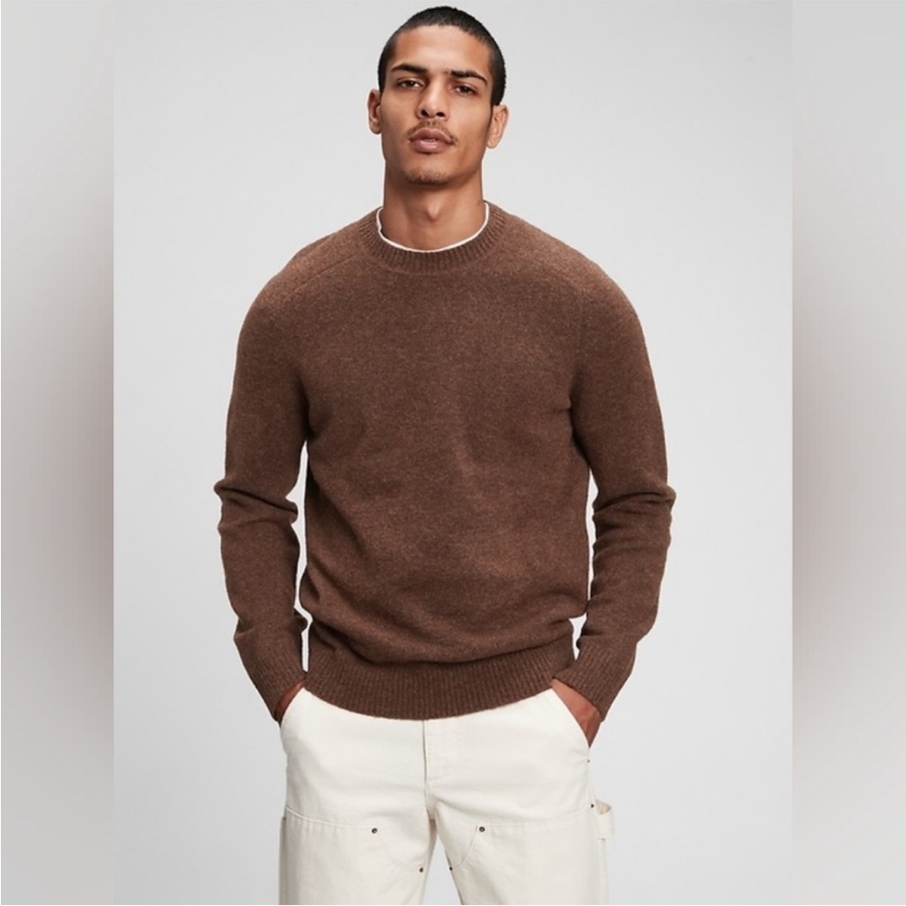 Gap Brown Merino Wool Blend Crew Pullover Sweater